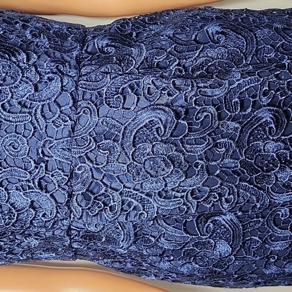 Aidan Mattox Women's V-Neck Sleeveless Lace Navy blue Cocktail Dress Size 0 - Picture 7 of 14